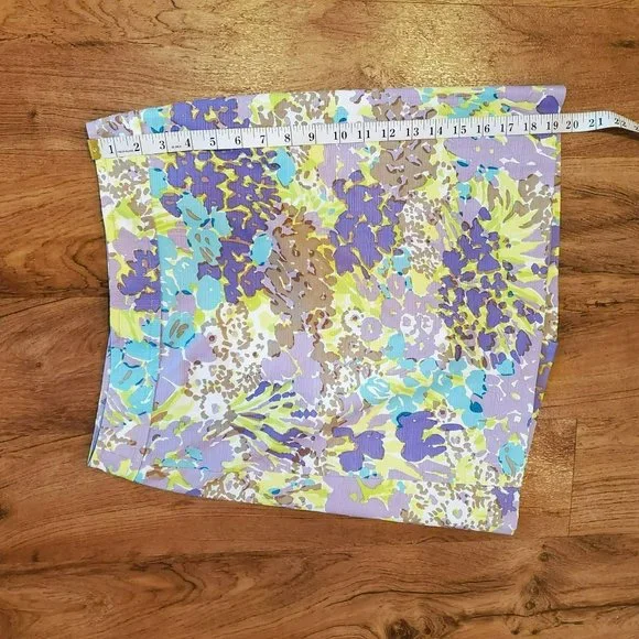 Talbots Lilac Floral Skirt, Size 4P, Back Zipper, Mini Petite Purple Blue Yellow - Picture 5 of 7
